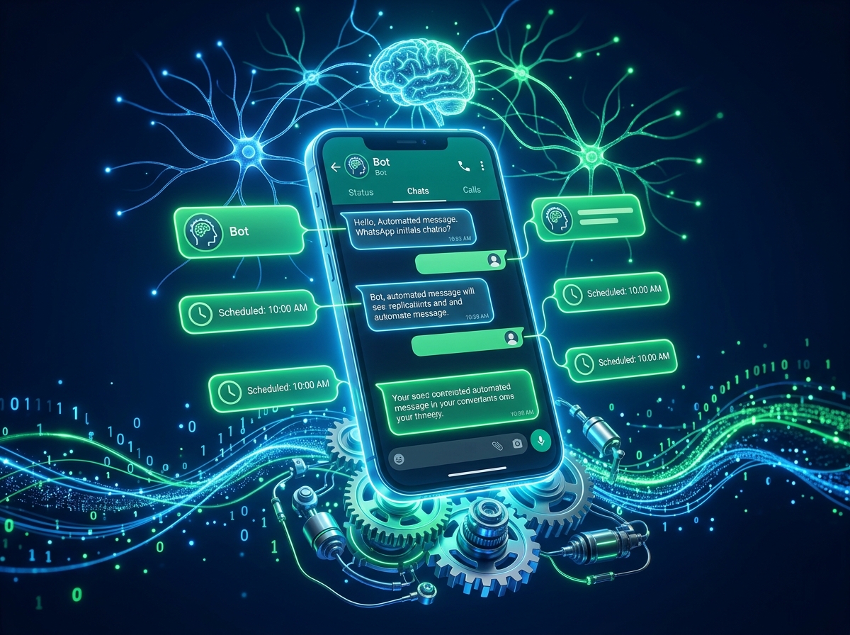 WhatsApp Automation high-tech illustration